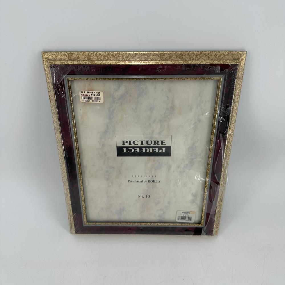 Fetco Picture Perfect 8x10 Photo Frame Burgundy Marble Gold Textured KS6080